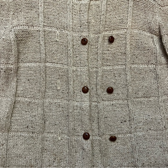 VNTG Marisa Christina Double Breasted Chunky Knit Silk Wool Cardigan Women’s L - Picture 4 of 10